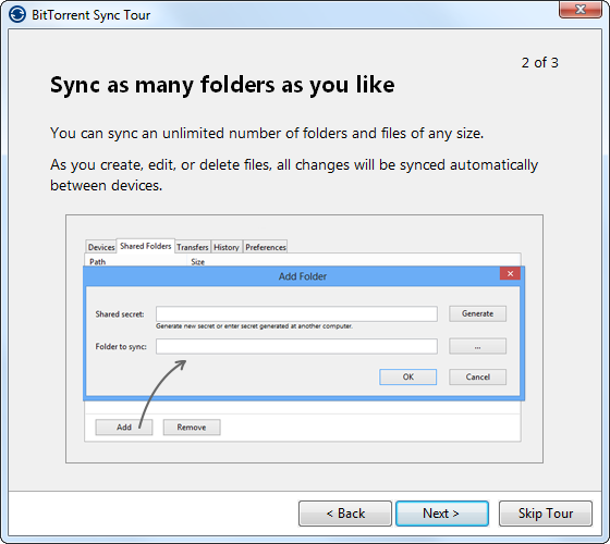 Интерфейс BitTorrent Sync