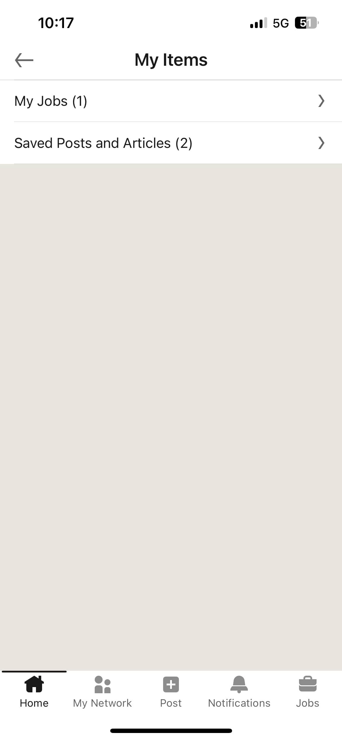 Раздел «My Jobs» в мобильном LinkedIn