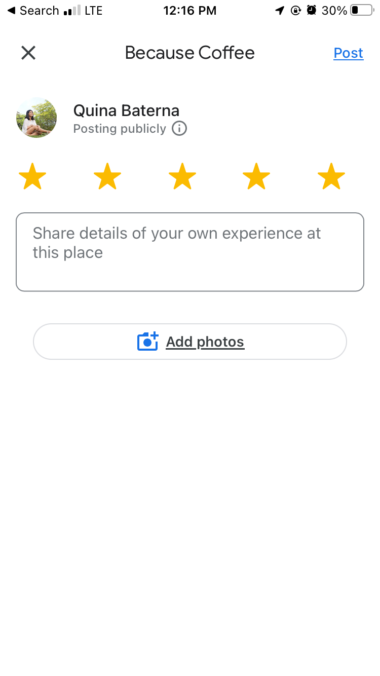 Rate businesses on Google Maps app
