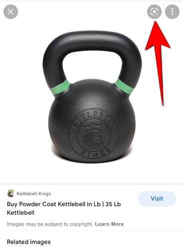 Нажмите на иконку Google Lens (квадрат с точкой внутри) на изображении