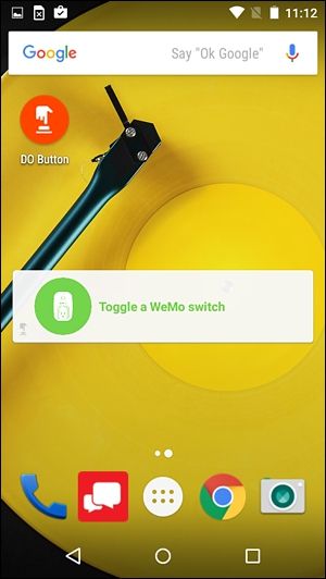 ホーム画面からWeMoスイッチを操作する様子のスクリーンショット