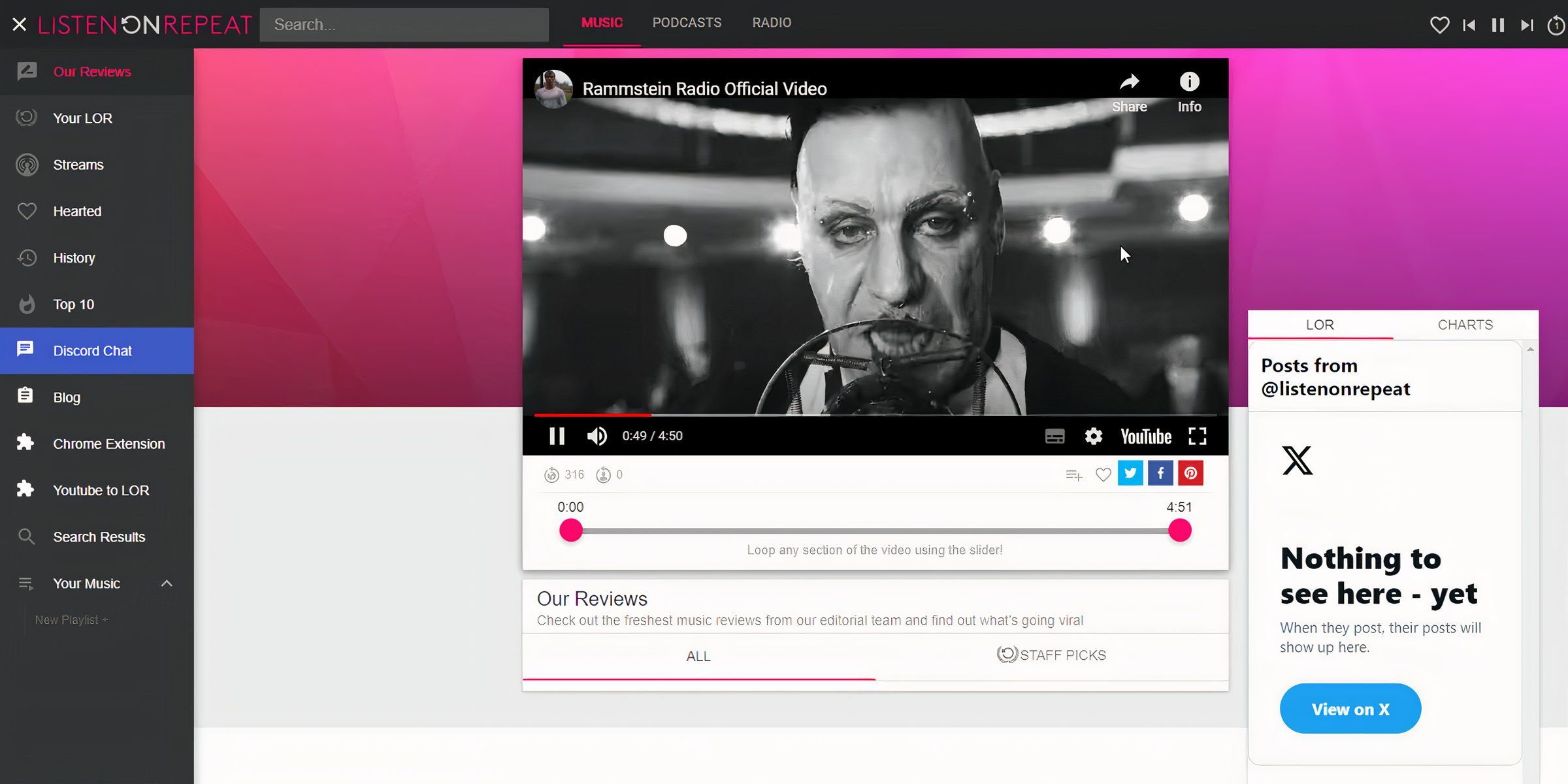 альтернативный фронтенд ListenOnRepeat