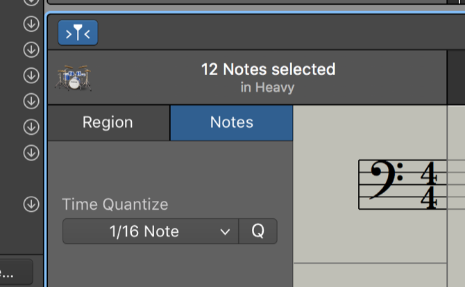Функция Quantize в редакторе нот