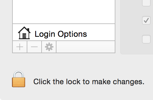Замок для внесения изменений в Users & Groups