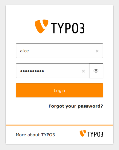 Страница входа в TYPO3