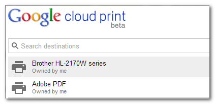 Выбор облачного принтера в Chrome