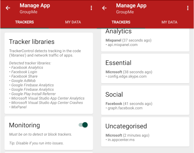 Libraries and tracker lists for GroupMe in TrackerControl Slim
