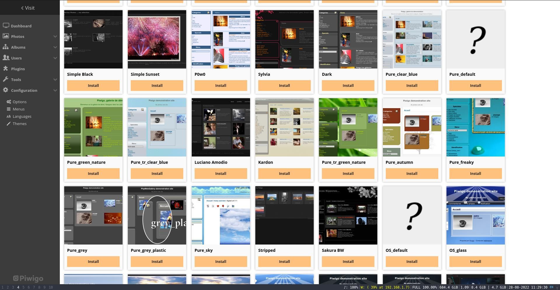Галерея тем Piwigo