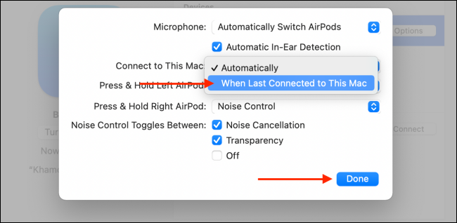 Отключение авто‑подключения для AirPods на Mac