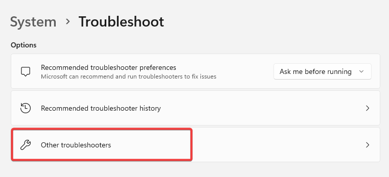 Список средств устранения неполадок