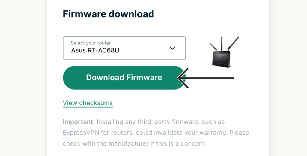 Загрузка прошивки ExpressVPN