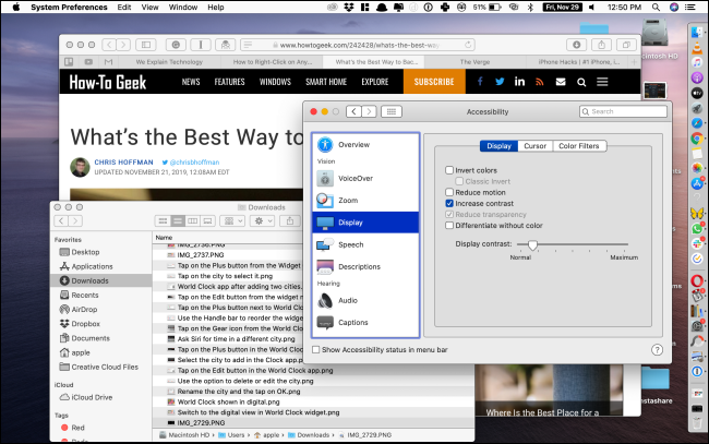 macOS with increase contrast setting enabled