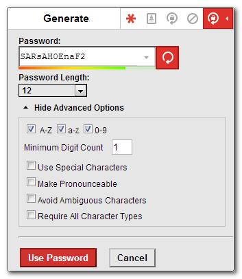 Скриншот: подтверждение использования сгенерированного пароля в записи LastPass
