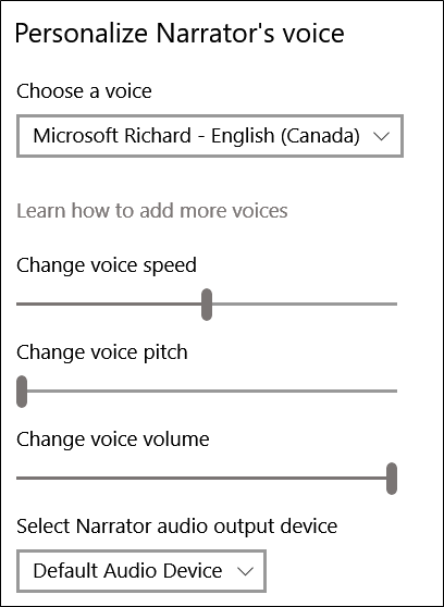 Настройки голоса: выбор голоса, скорость и высота