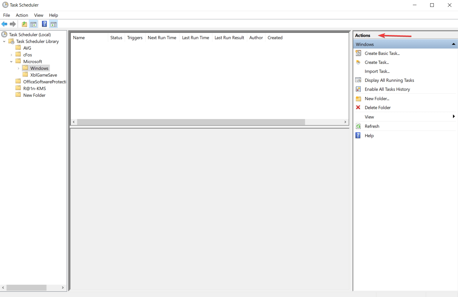 task scheduler actions windows 10