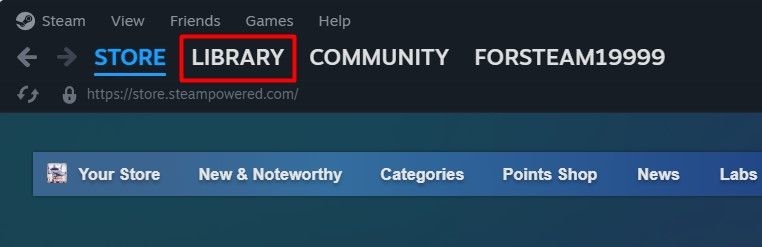 Вкладка Библиотека в клиенте Steam