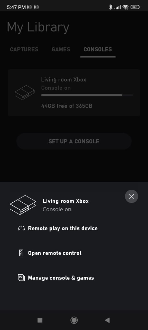 Living room Xbox on Xbox app