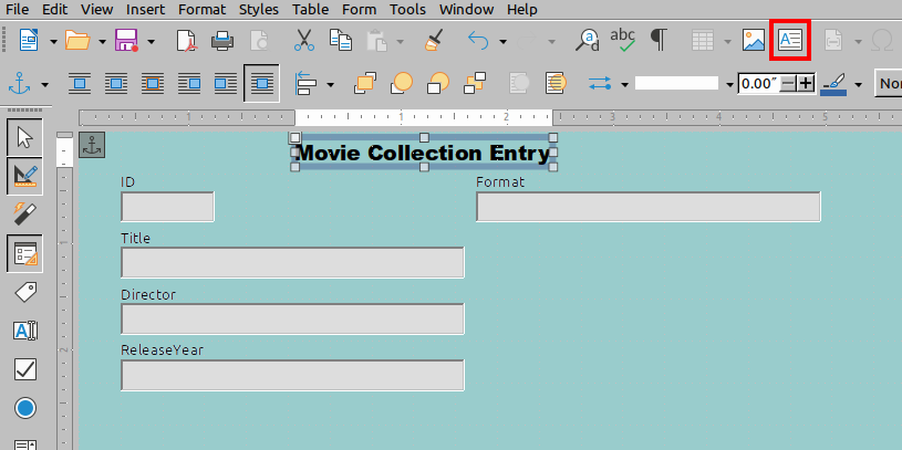 Создание заголовка формы в LibreOffice Base