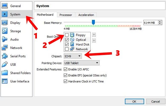 Настройки загрузки VM