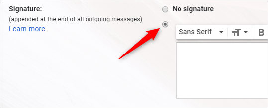 Выбор добавления подписи