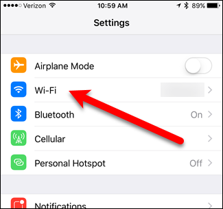 Выбор Wi‑Fi в настройках iOS