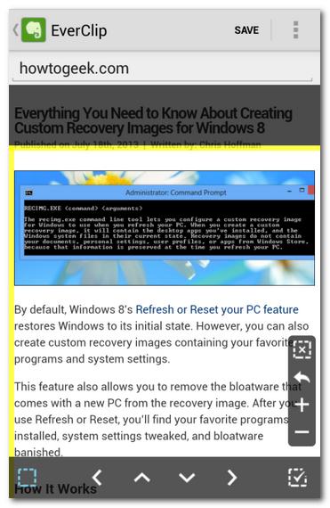 EverClipのインターフェースのスクリーンショット
