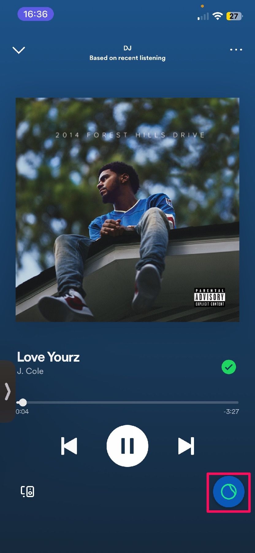 Red Marker on Spotify's AI DJ Button