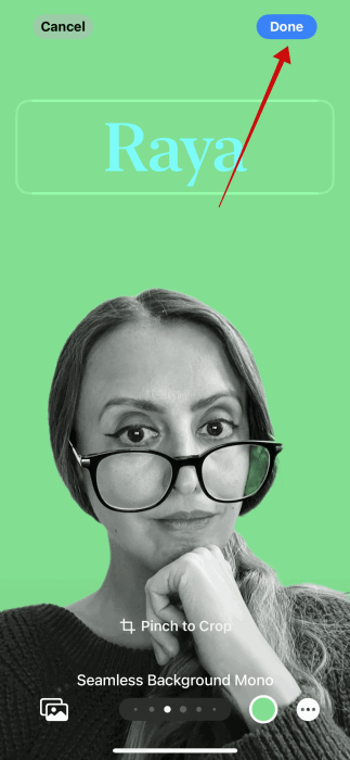 Кнопка Готово при сохранении нового постера на iPhone