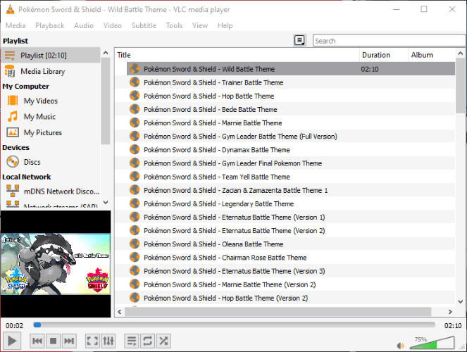 Список воспроизведения YouTube в VLC