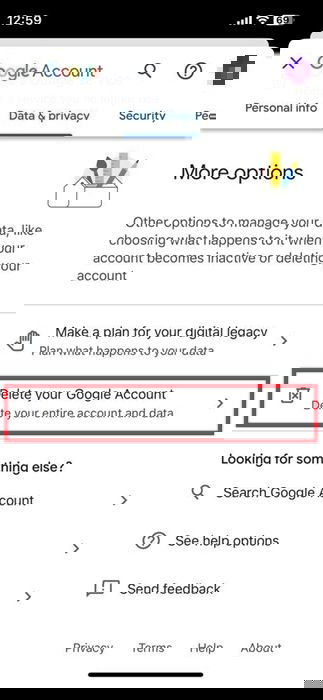 Нажатие на опцию удаления аккаунта Google в приложении Gmail на iOS