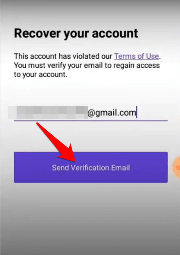 Bouton : Envoyer l'email de vérification