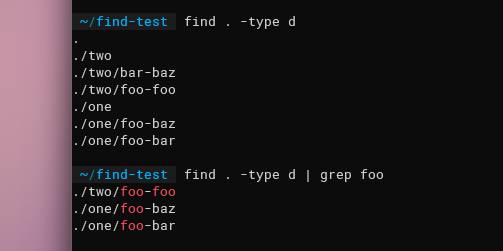 Фильтрация вывода find через grep