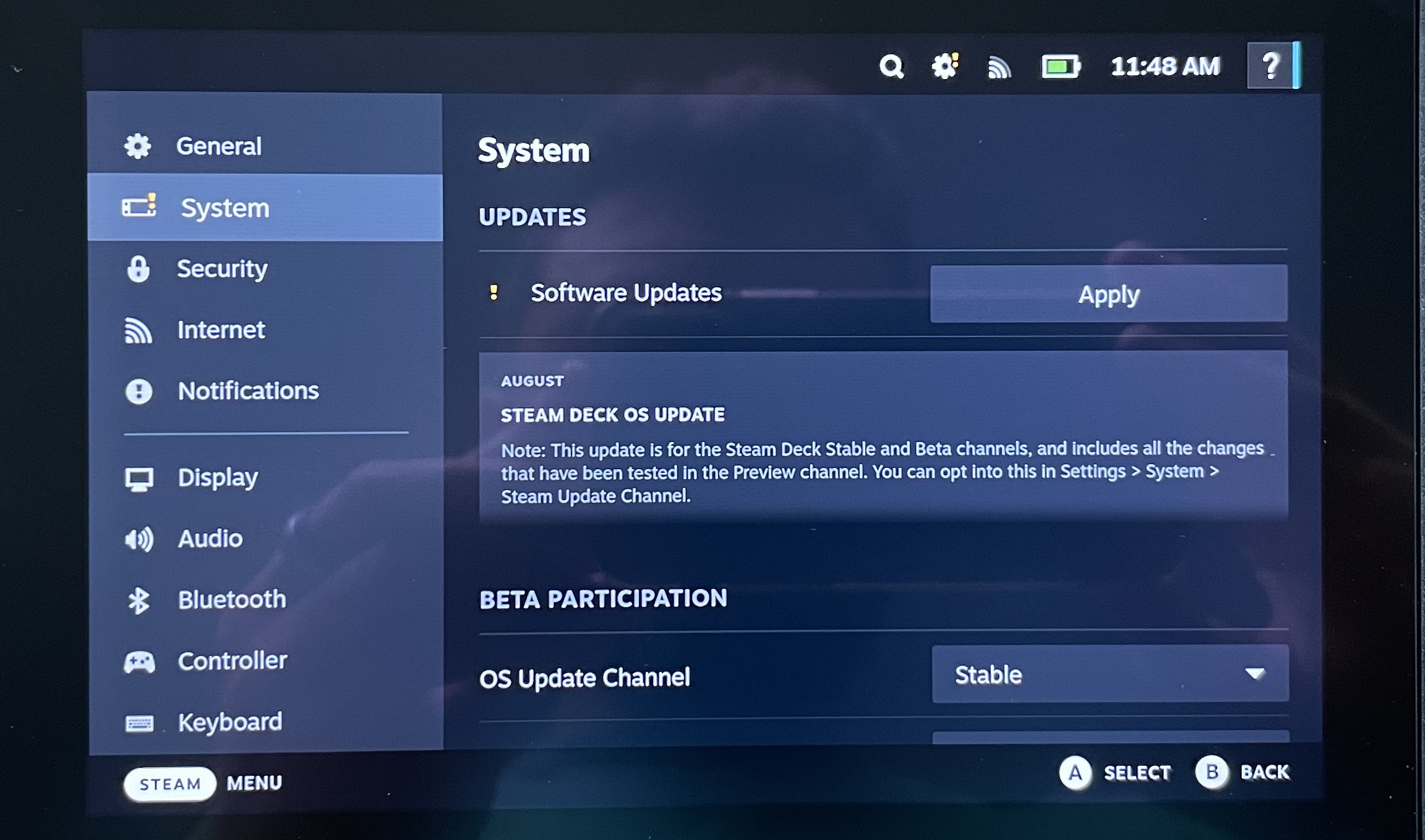 Сообщение об обновлении системы для предотвращения ошибок