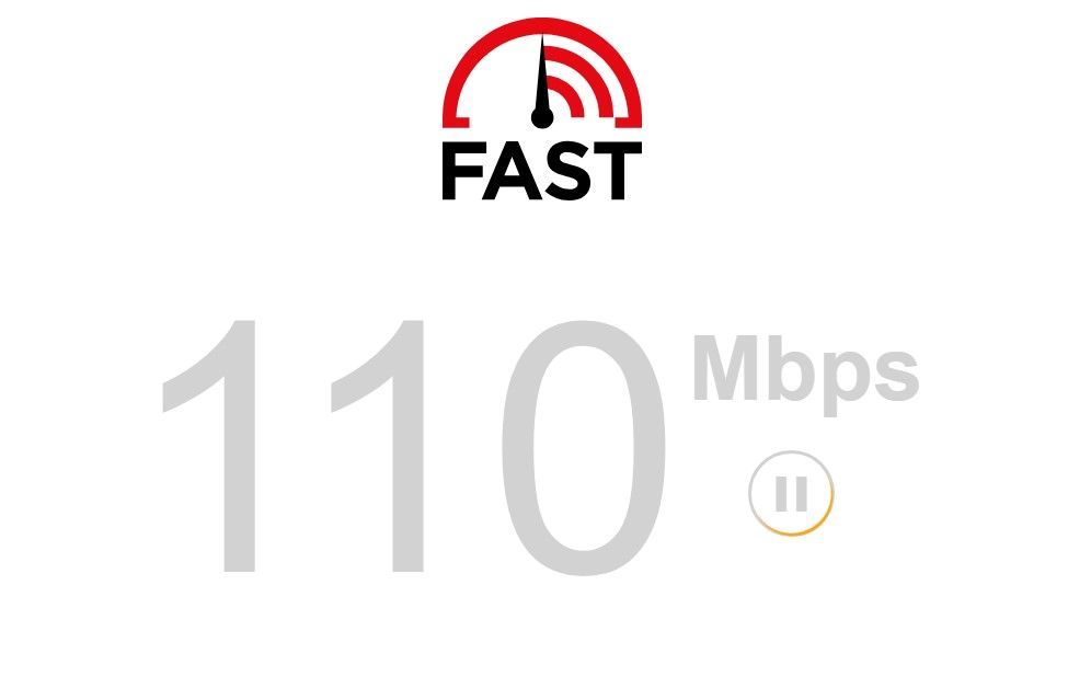 Скорость интернета на сайте Fast.com.