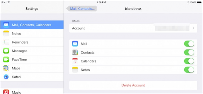 Добавление нового аккаунта в Почте iOS