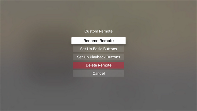 Список выученных пультов в настройках Apple TV