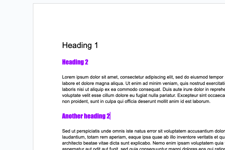 Документ Google Docs с настроенными стилями абзацев