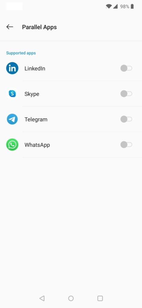 Интерфейс параллельного приложения WhatsApp