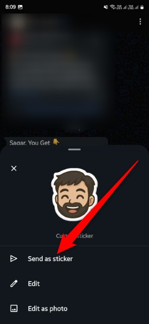 отправка стикера в WhatsApp