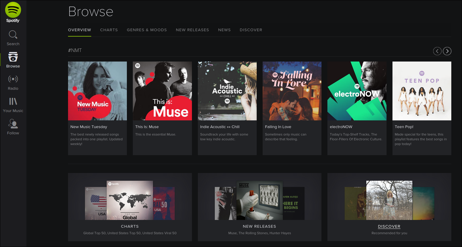 Интерфейс Spotify — плейлист и элементы управления