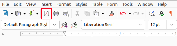 Кнопка экспорта в PDF в LibreOffice Writer