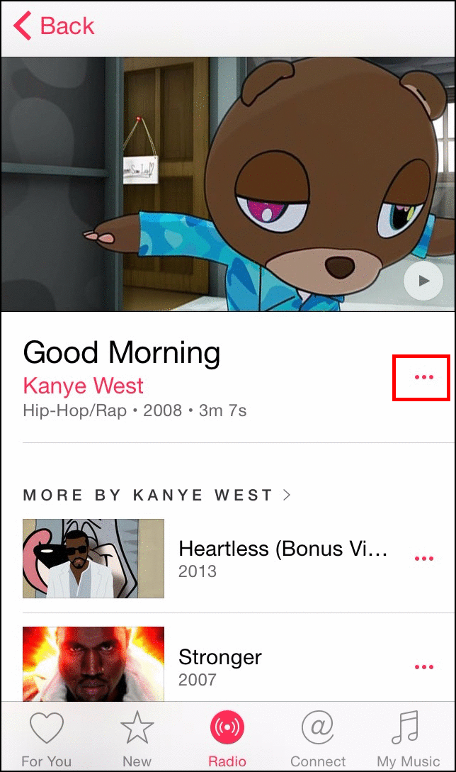 Показано меню дополнительных опций песни с выбором «Сделать доступной офлайн»