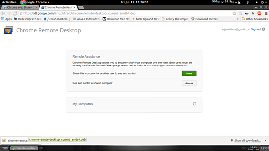 Раздел «Поделиться и доступ» в Chrome Remote Desktop