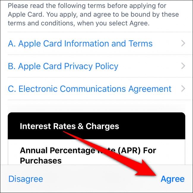 iPhone Wallet Read and Agree to Terms and Agreements