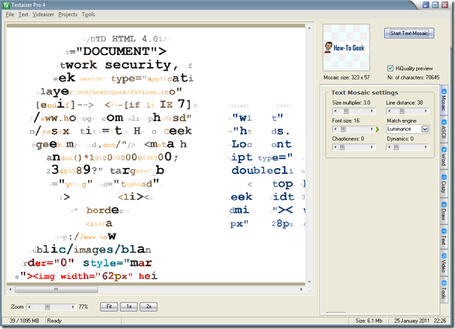 Мозаика из текста