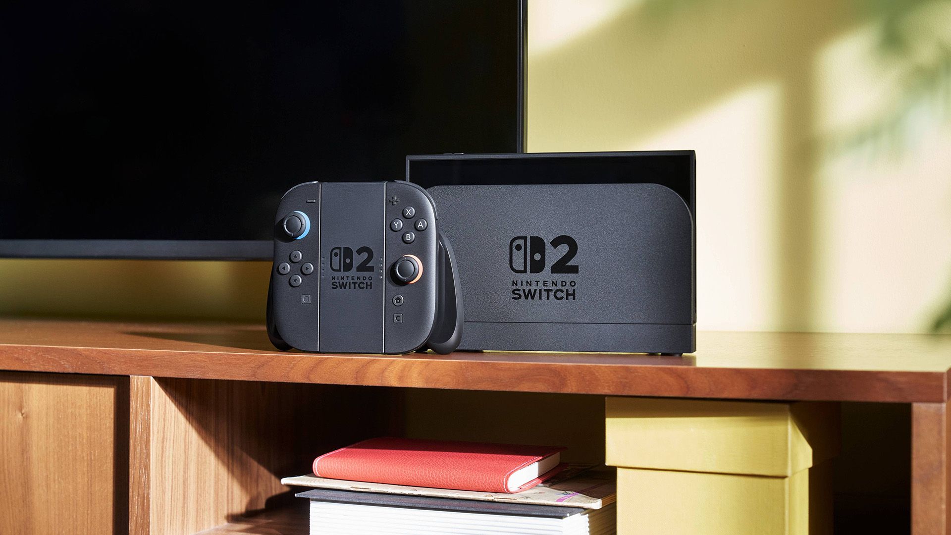 Nintendo Switch 2 с джойконами, подключённый в режим TV.