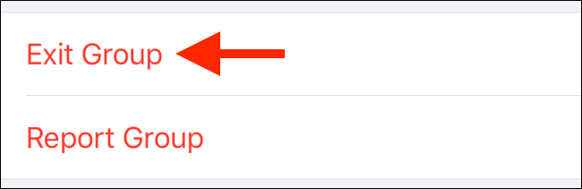 Нажмите выйти из группы