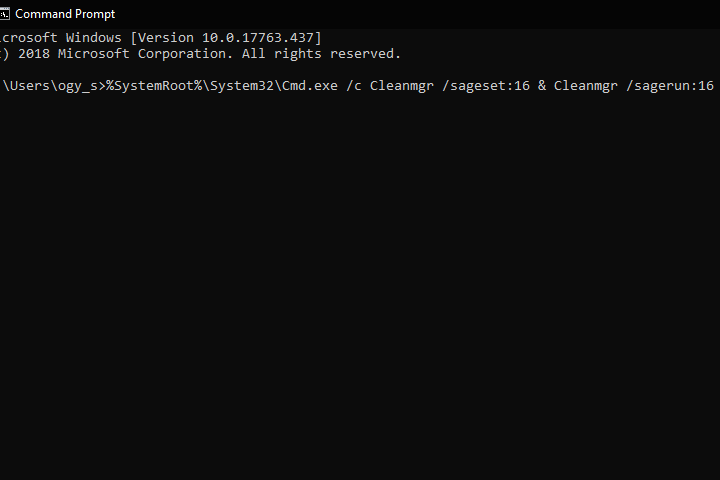 Запуск Disk Cleanup через командную строку от имени администратора