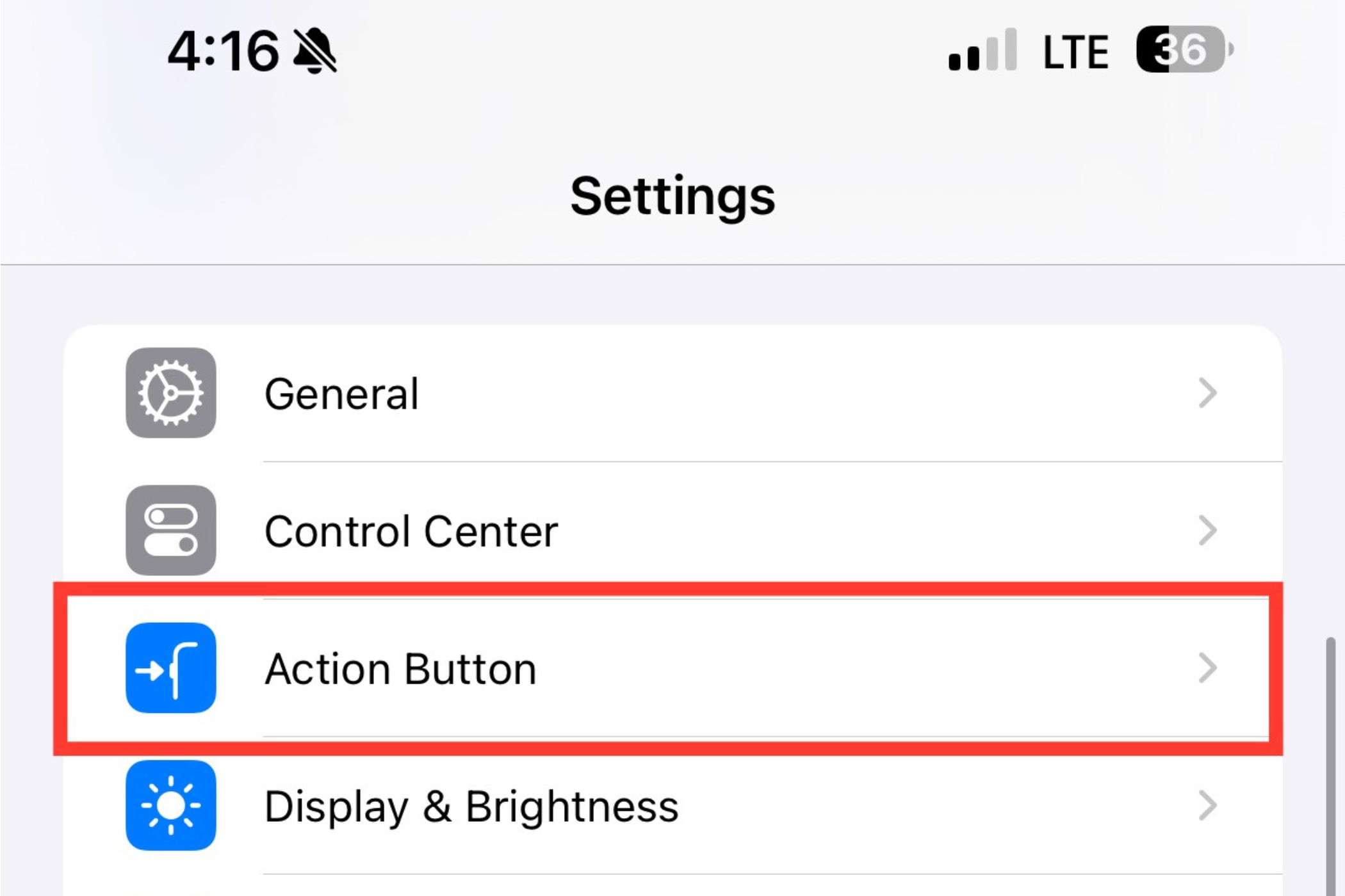 Опция Action Button в настройках iPhone 15 Pro