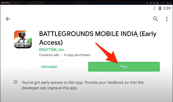 Игровой экран запуска BGMI в Gameloop